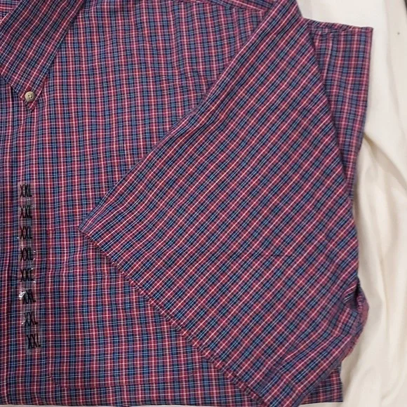 NWT Arrow Wrinkle Free Red, Blue, White Plaid Short Sleeve Button Down Shirt XXL - Picture 2 of 12
